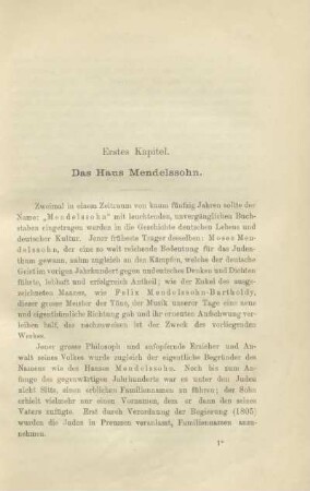 Erstes Kapitel. Das Haus Mendelssohn