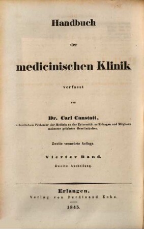 Die specielle Pathologie und Therapie : vom klinischen Standpunkte aus bearbeitet, 4,2