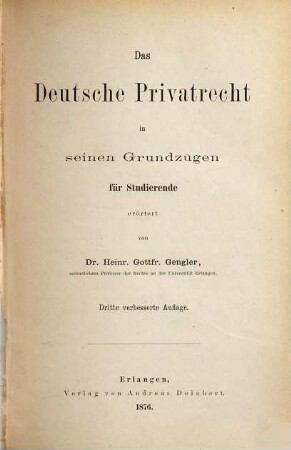 Das deutsche Privatrecht in seinen Grundzügen