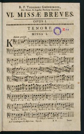 1-10, Tenore. Missa I. - Missa II.
