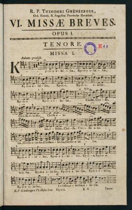 1-10, Tenore. Missa I. - Missa II.
