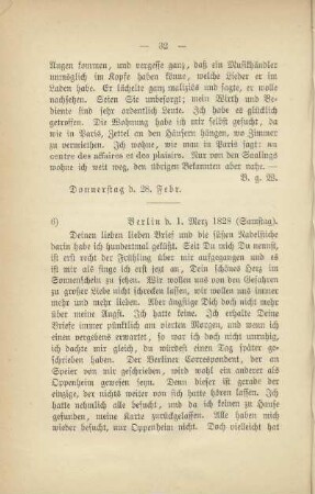 6) [Brief vom] 1. Merz 1828