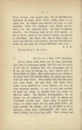 6) [Brief vom] 1. Merz 1828