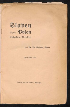 Slaven speziell Polen Tschechen, Wenden