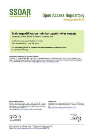 Trainerqualifikation - ein konzeptioneller Ansatz