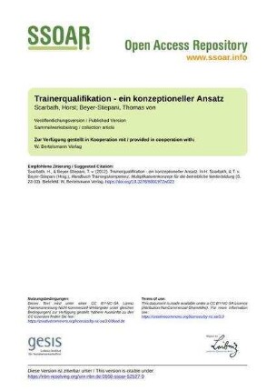 Trainerqualifikation - ein konzeptioneller Ansatz