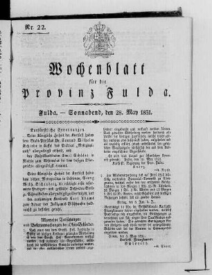 Nr. 22, Ausgabe vom 28. Mai 1831