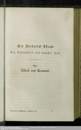 Sir Frederick Adam : Ein Lebensbild aus neuester Zeit