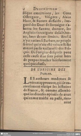 De L'Origine Des Francois