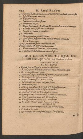 Loci Ex Comoediis Quae Extant citati, qui hodie in nostris codicibus non inveniuntur.