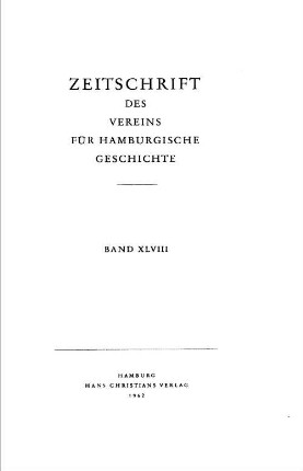 48.1962: Zeitschrift des Vereins für Hamburgische Geschichte