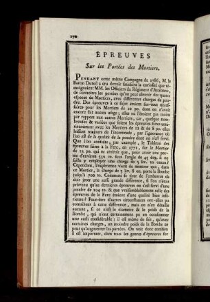 Épreuves sur les Portées des Mortiers