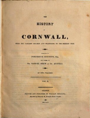 The history of Cornwall : from the earliest records and traditions, to the present time, 2