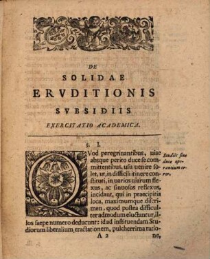 De solidae eruditionis subsidiis exercitatio