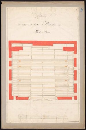 Schauspielhaus auf dem Gendarmenmarkt, Berlin: Bühnenhaus: Grundriss oberste (3.) Balkenlage