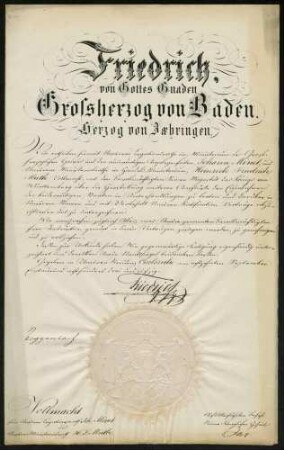 Zwei Verträge zwischen Württemberg und Baden über den Bau der Eisenbahnlinien Jagstfeld-Osterburken und Lauda-Bad Mergentheim, 1864.