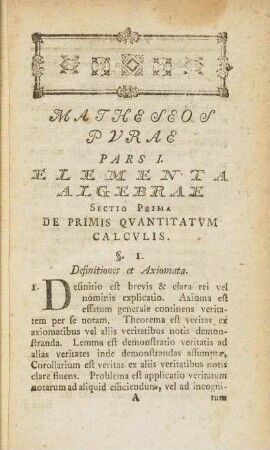Sectio I. De Primis Quantitatum Calculis