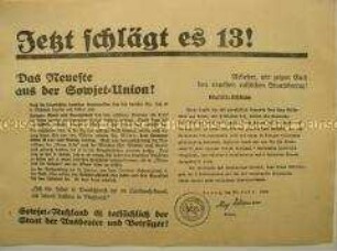 Wahlflugblatt der NSDAP zur Reichstagswahl am 5. März 1933 mit scharfer antisowjetischer Ausrichtung