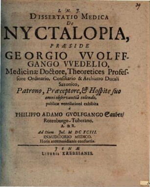 Diss. med. de nyctalopia