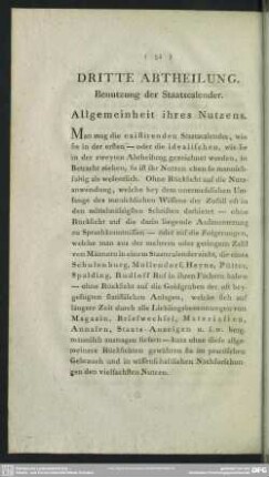 Dritte Abtheilung. Benutzung der Staatscalender