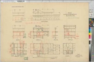 Entwurf zum Umbau des Empfangsgebäudes auf Bahnhof Annen-Nord, Revisionszeichnung: Ansicht, Grundriß, Schnitt, M. 1:100 Hge, Sknr.: 2, Fanr.: 12, Bunr.: 5