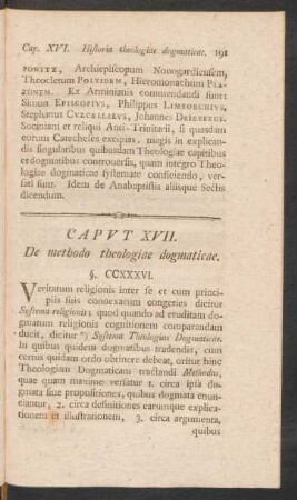 Caput XVII. De methodo theologiae dogmaticae.