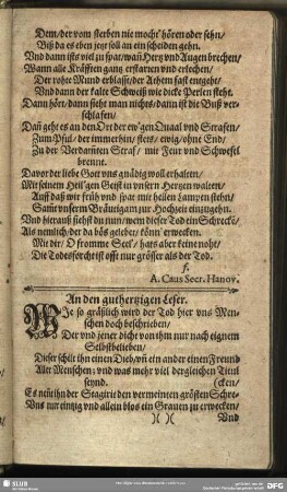 An den guthertzigen Leser