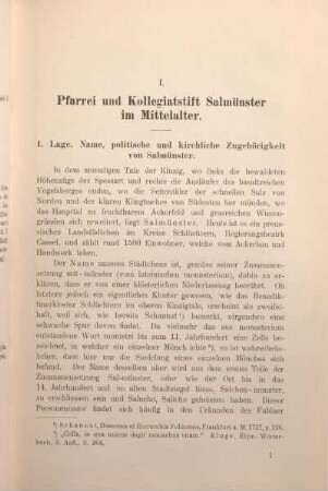 I. Pfarrei und Kollegiatstift Salmünster im Mittelalter.