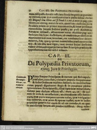 Cap. III. De Polypaedia Privatorum ejusq. Jure & Privilegiis