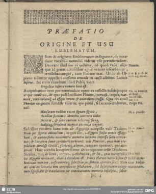 Praefatio De Origine Et Usu Emblematum