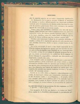 La soberanía nacional en las provincias. Un libro argentino, por Julio A. Quesada