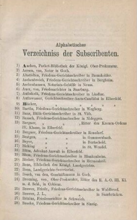 Alphabetisches Verzeichniss der Subscribenten.