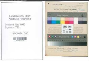 Entnazifizierung Karl Lehmkuhl , geb. 08.12.1906 (Arbeiter)