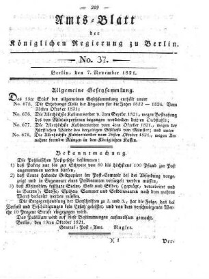 No 37, 7. November 1821