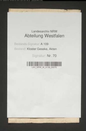 Kollation des zweiten Kanonikats an Heinrich Fürstenberg aus Geseke.