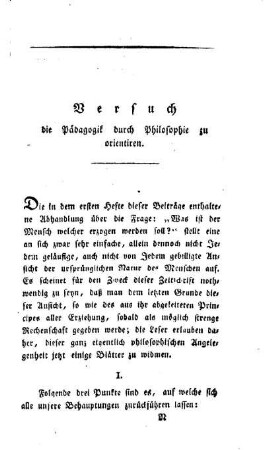 Versuch die Pädagogik durch Philosophie zu orientiren