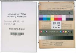Entnazifizierung Franz Heinrichs , geb. 20.01.1886 ()
