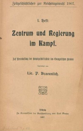 H. 1: Zentrum und Regierung im Kampf