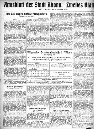 Nummer 1. Zweites Blatt. : Freitag, den 1. Januar 1926