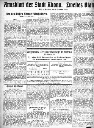Nummer 1. Zweites Blatt. : Freitag, den 1. Januar 1926