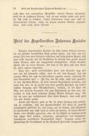 Brief des Kapellmeisters Johannes Kreisler an ...