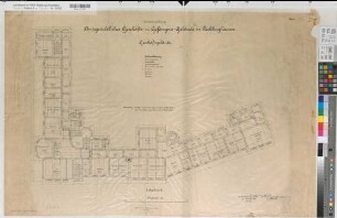 Recklinghausen (Recklinghausen) Amtsgericht und Gefängnis Grundriß 1. Stock 1907 1 : 100 73 x 105 Zeichnung Erberich Staatshochbauamt Münster
