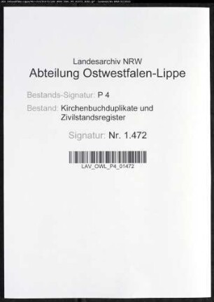 Kirchenbuchduplikat der evangelisch-reformierten Gemeinde Hennen (GHT 1869-1870). (Gemeinde: Hennen, evangelisch-reformierte Gemeinde)