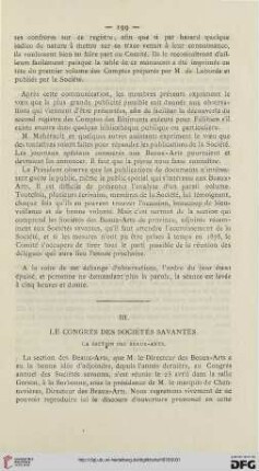 Le congrès des sociétés savantes: le section des beaux-arts