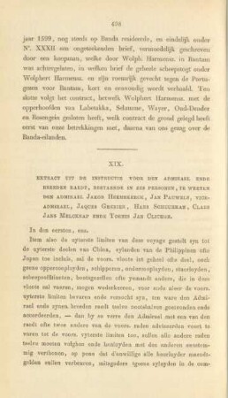 XIX. Extract uit de instructie voor den admiral ende breeden raedt, ...