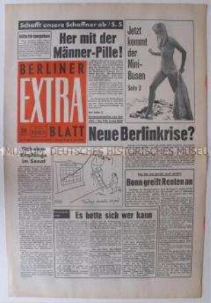 Linke Boulevard-Zeitung "Berliner Extra Blatt" u.a. über Prostitution und zum Kampf der IG Metall in Berlin (West)
