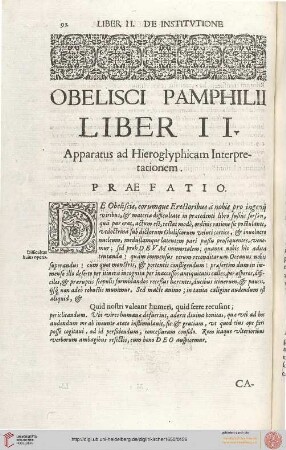 Liber II: Apparatus Hieroglyphicam Interpretationem