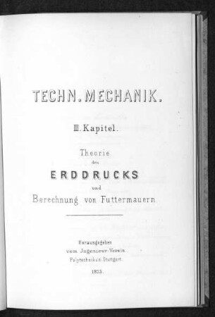 Theorie des Erddrucks und Berechnung von Futtermauern