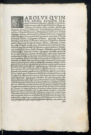 Carolus Quintus Divina Favente Clementia Romanorum Imperator Augustus ...