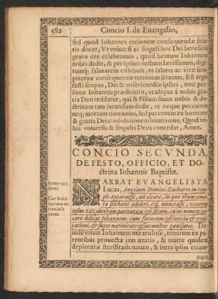 Concio Secunda, De Festo, Officio, Et Doctrina Iohannis Baptistae.